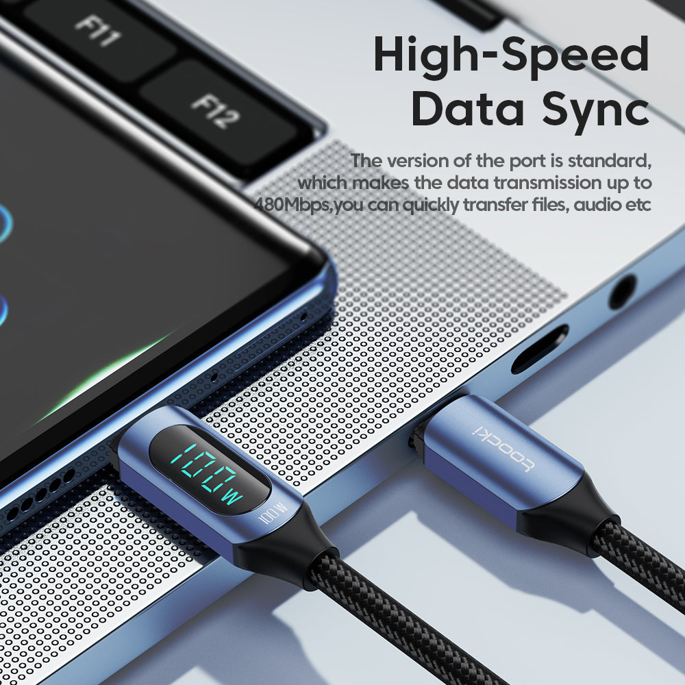 TOOCKI TQ-X03 2m Digital Display Data Cable USB-C to USB-C PD 100W Charging Cord TOOCKI TQ-X03 2m Digital Display Data Cable USB-C to USB-C PD 100W Charging Cord